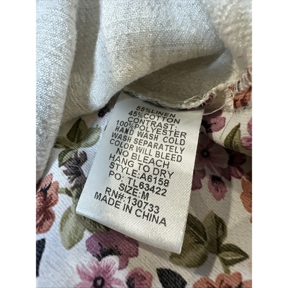 Umgee Women's M Linen Blend High Low Frayed Hem Top Cottage Core Boho Lagen Look - Picture 10 of 10